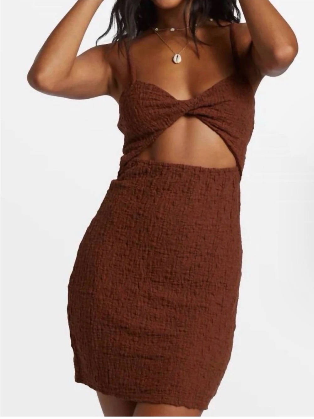Billabong Chocolate Brown Twist Cutout Mini Dress